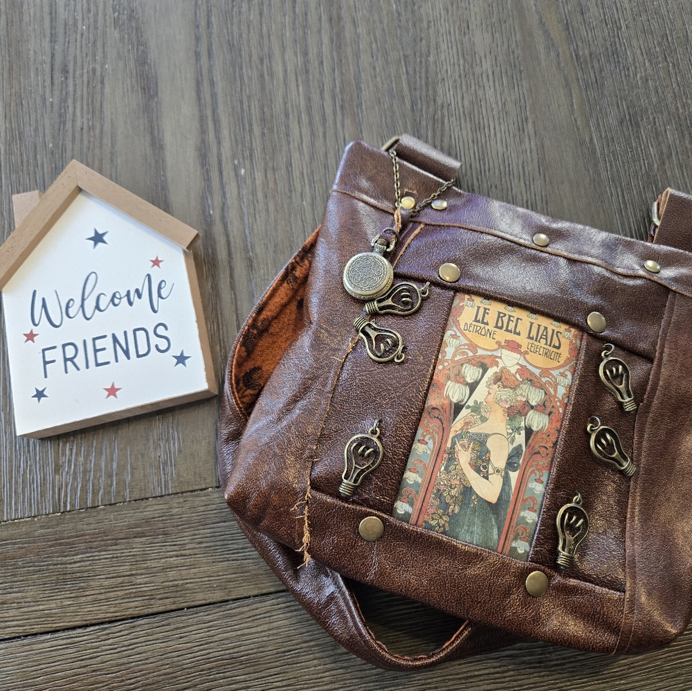 Steampunk OOAK genuine Leather Purse